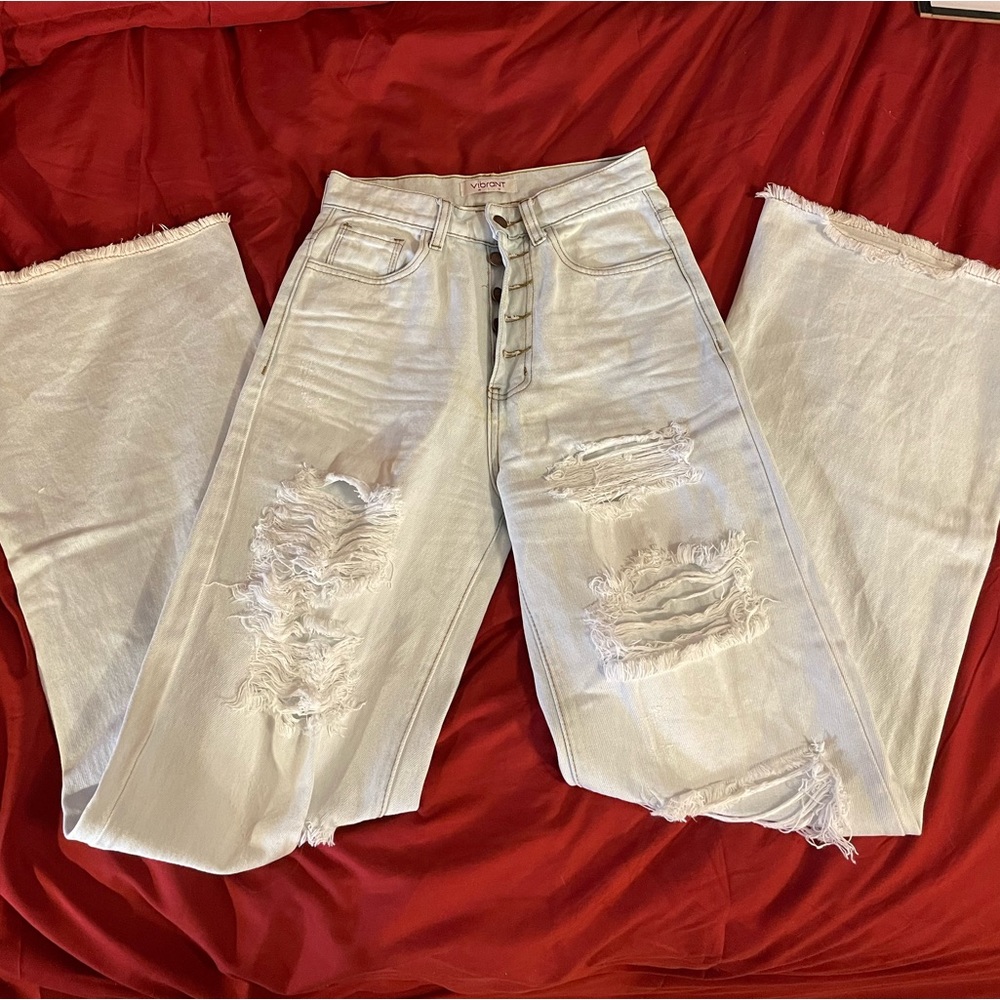 Vibrant 5 button fly jeans